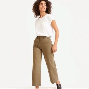 Everlane The Lightweight Wide Leg Crop Chino Pants in Khaki Tan Size 0‎ Preppy